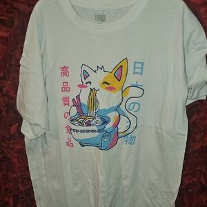 Brisco Women's White Cat Graphic T-Shirt Size Xlarge